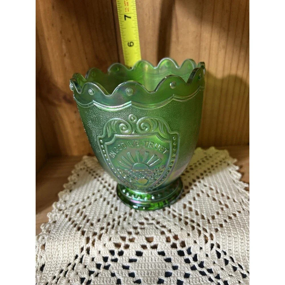 1970 Green Carnival Glass Indianapolis 500 Vase American Carnival Glass Assoc.